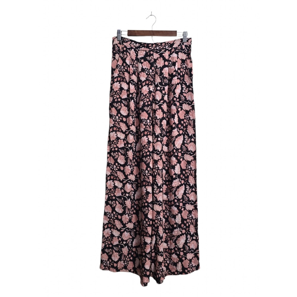 Heidi Merrick Pleated Wide Leg Flareup Trousers In Pink Batik Sz 10 (Waist 29)